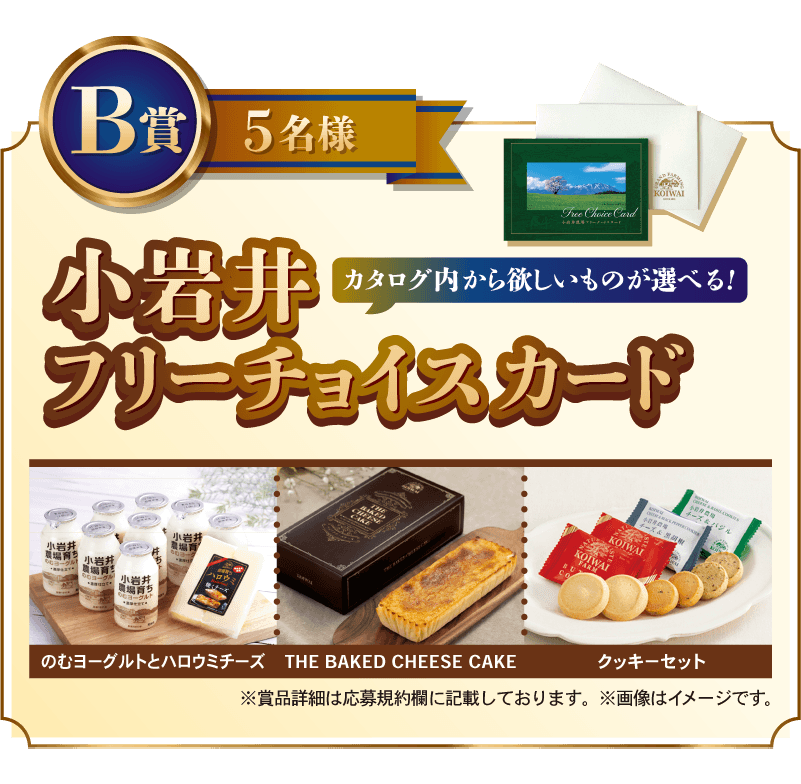 B賞イメージ。賞品内容は応募規約欄に記載しております。